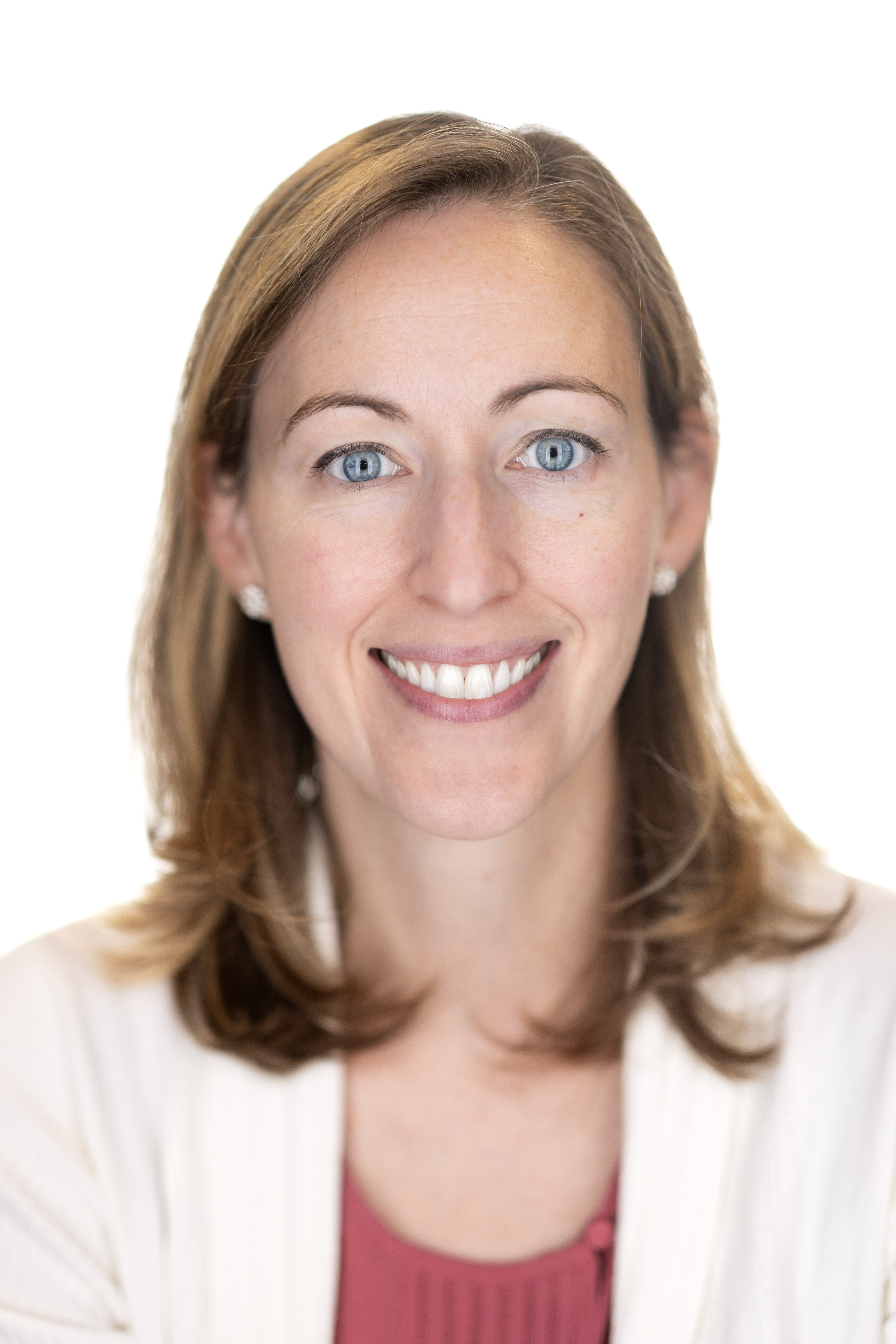 Close up portrait of a woman with a white background
