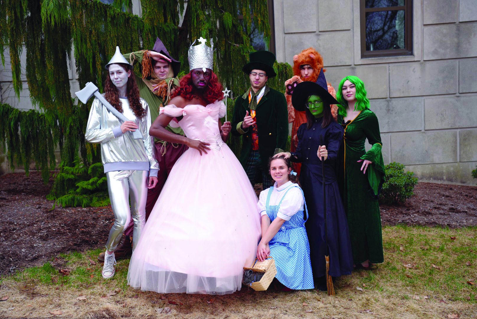 A group of people dressed as characters from the &quot;Wizard of Oz&quot;