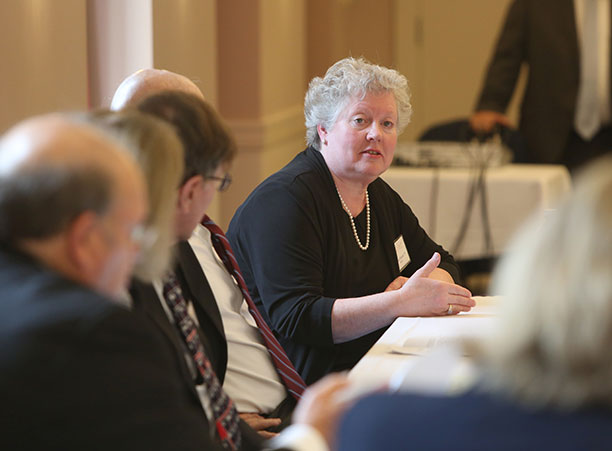 Barbara Tylenda responds to a question asked on the Sanctae Crucis panel.