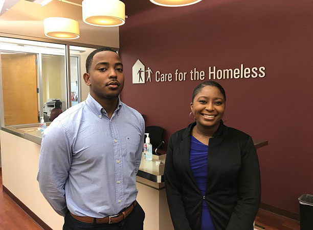 Christian Haynes '20, a psychology major, interns at Care for the Homeless in New York, New York.