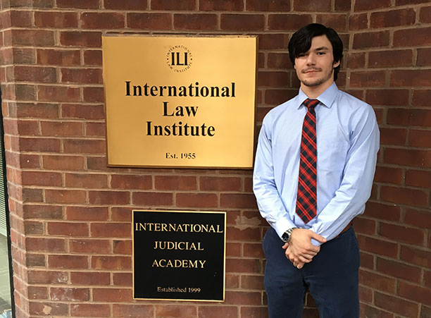 Michael Melch '20, an international studies and German double major, interns at the International Law Institute in Washington, D.C.