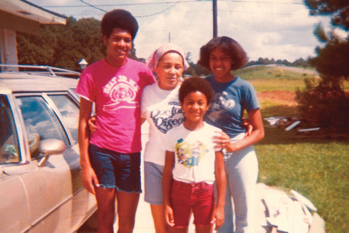 Rougeau with siblings, Niki and John, and grandmother, Laura Rougeau. Rougeau’s grandparents were instrumental in establishing the foundations of family and faith.
