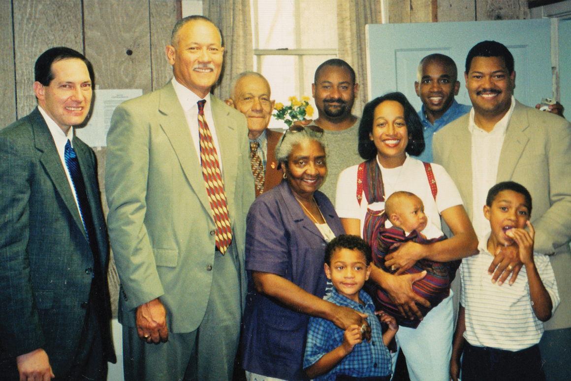 Rougeau is seen here at a family gathering in honor of the christening of son V.J.