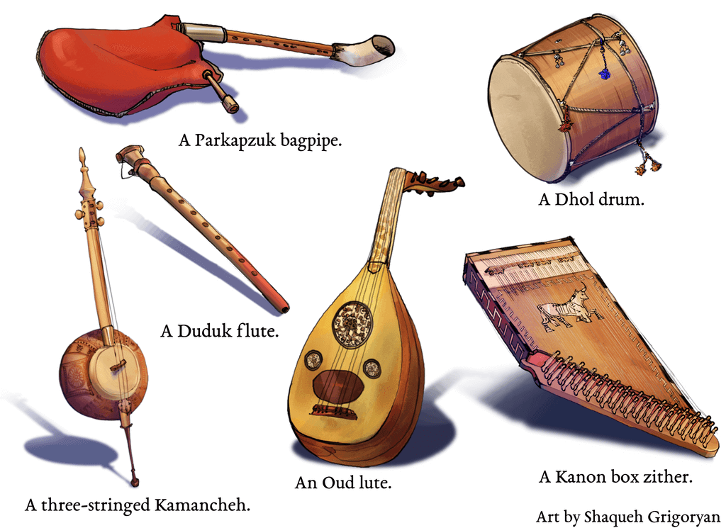 Illustration of Armenian instruments