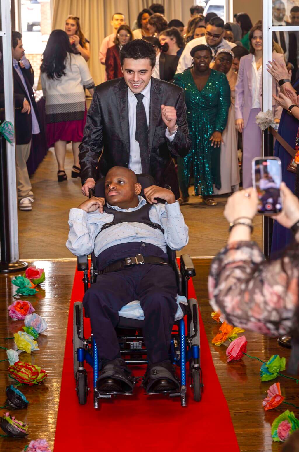 Holy Cross student and WPS transition student on the red carpet