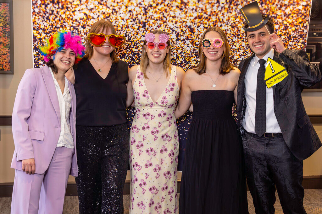 Holy Cross students wearing props at WPS prom
