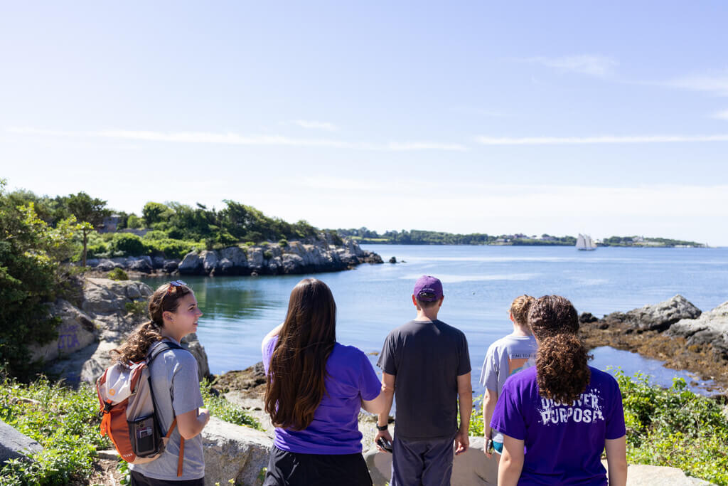 Students looking at the water