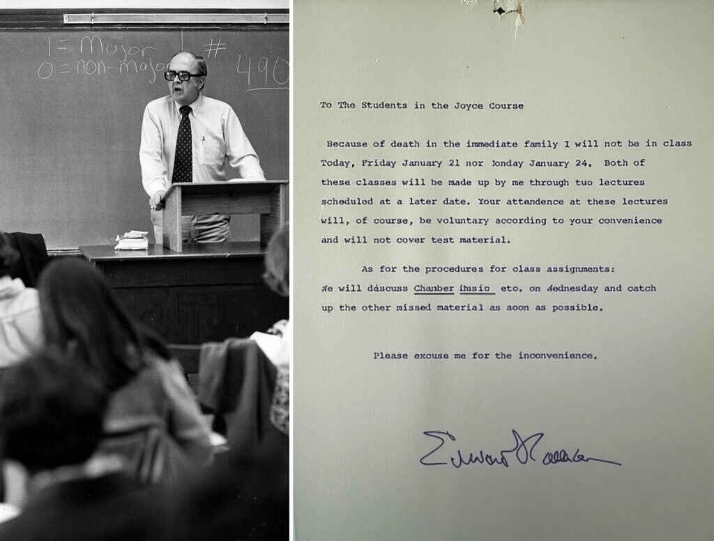 Callahan teaching; formal notice of class cancellation
