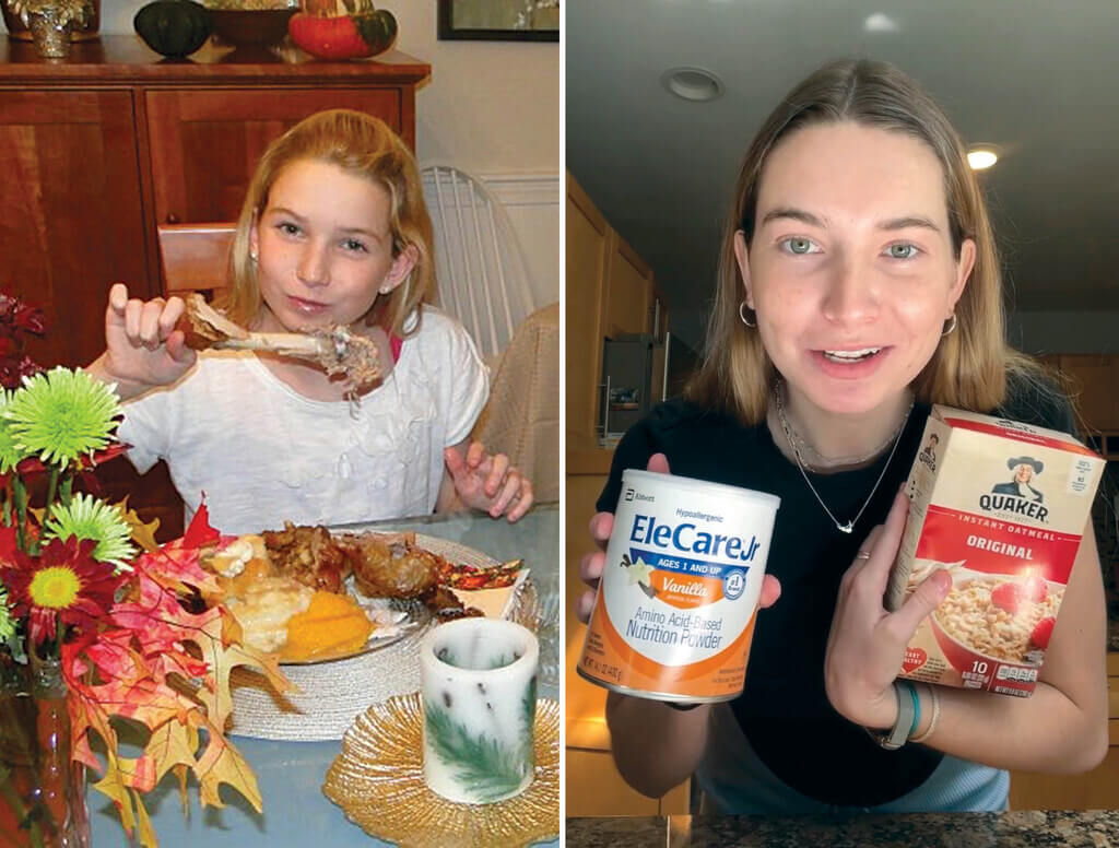 Caroline Quinn at age 12 and at present day