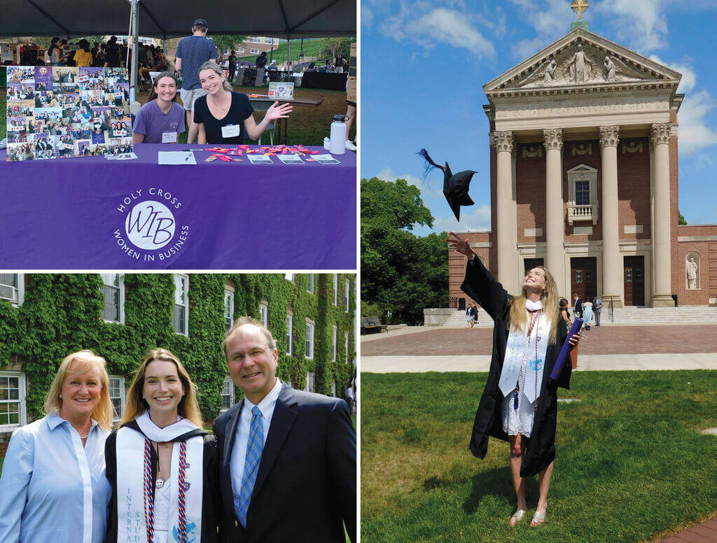 Collage of photos of Caroline Quinn at Holy Cross
