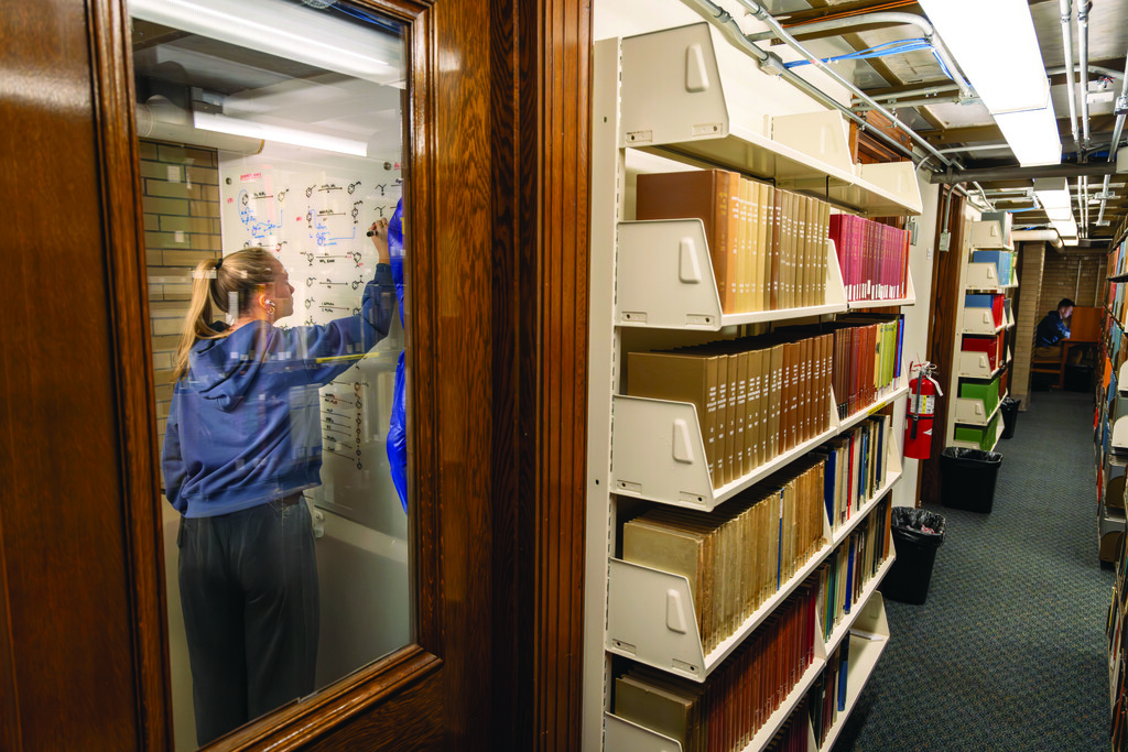 Study room in library basement