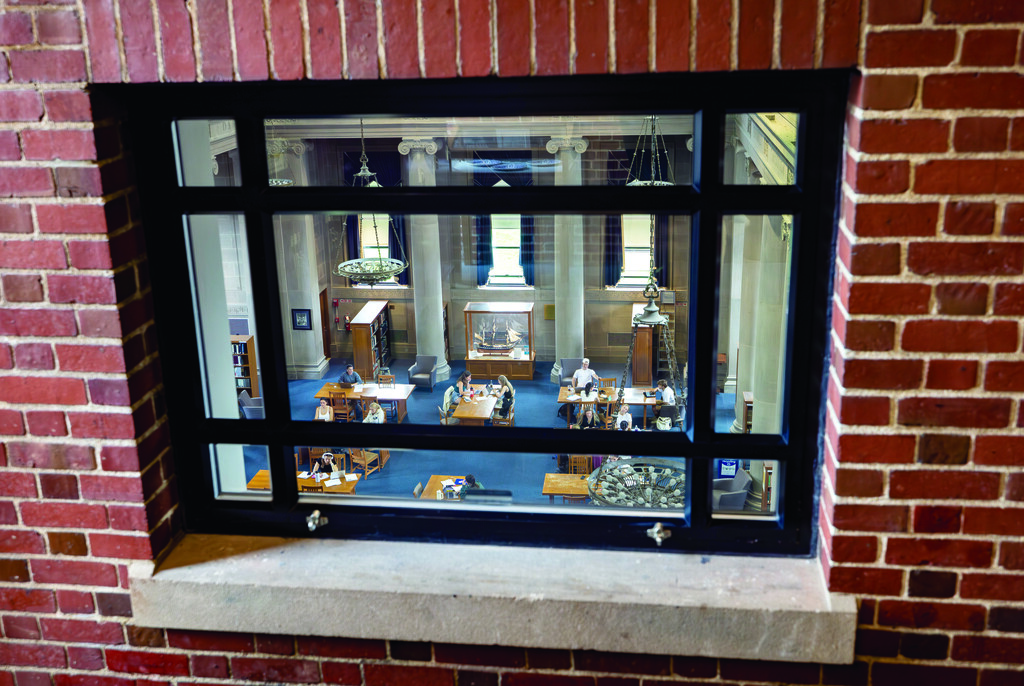 View of main reading room from a window