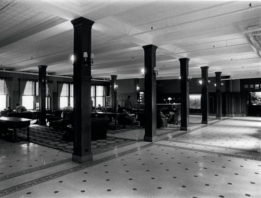 Black and white photo of the O'Kane Lounge