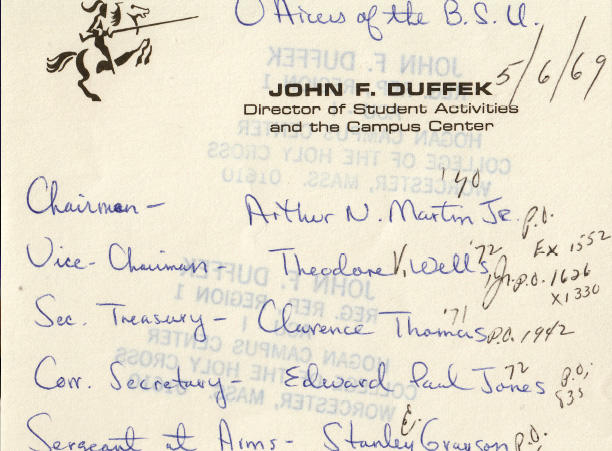 Handwritten note documenting executive board members