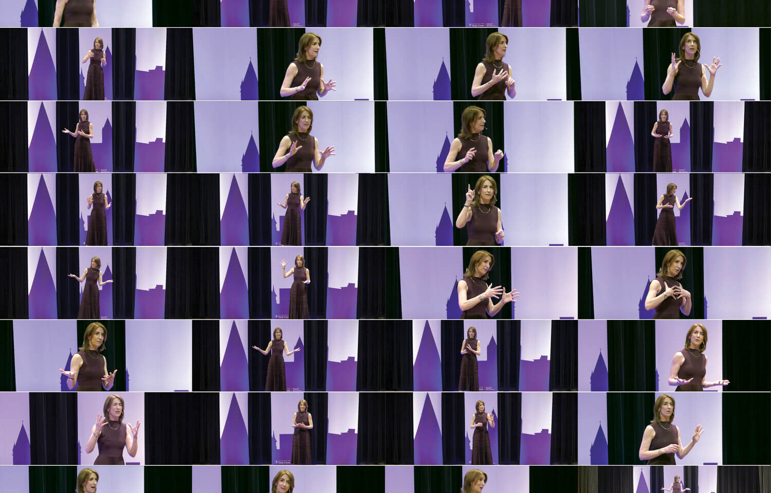 Collage of images of a woman speaking to an audience