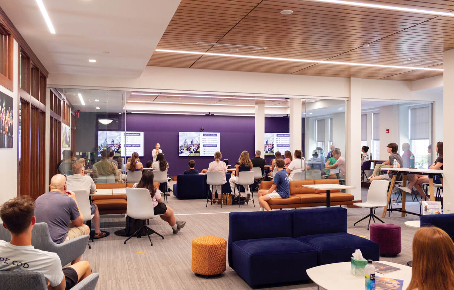 Inside the Welcome Center during a presentation