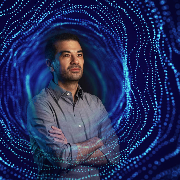 A dramatic portrait of a physics professor