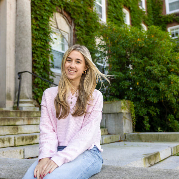 Girl sitting on steps