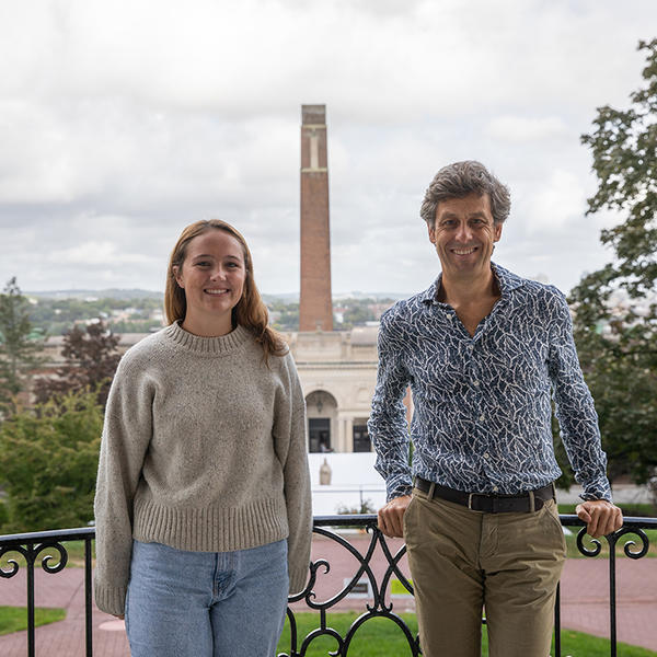 Maggie Hartnett ’23 and Professor David Karmon