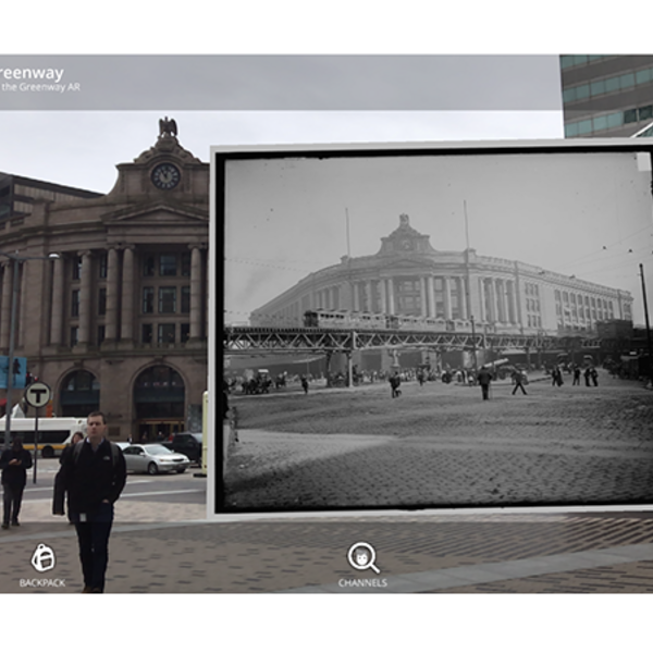 The new art project at the Rose Kennedy Greenway uses augmented reality. Photo courtesy of Amy Finstein, visiting assistant professor of visual arts at Holy Cross.