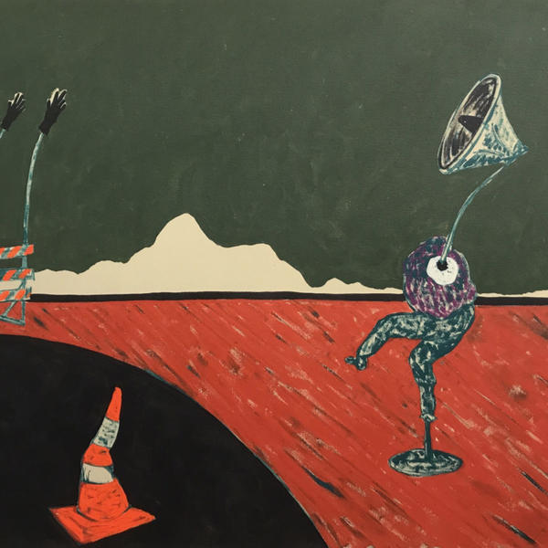 Simphiwe Ndzube, Untitled (Staging), 2017, Acrylic on linen, 36” x 28”