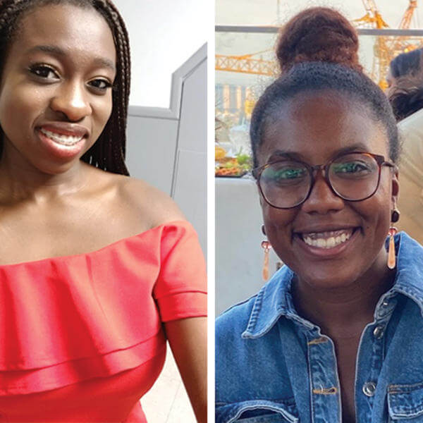 Holy Cross seniors Sienna Ablorh ’21 and Dorean Asuako ’21.