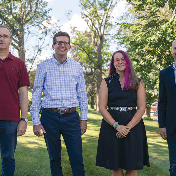 From left to right: Timothy Roach, Timothy Joseph '98, Renée Lynn Beard and Matthew Eggemeier. Photo by Avanell Chang