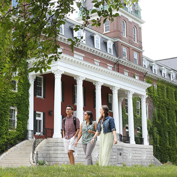 Students walk around the campus during the summer. Photo by Tom Rettig