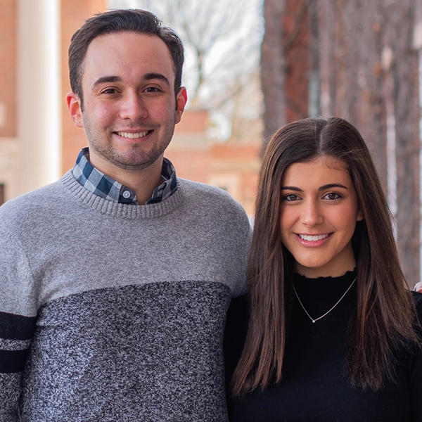 SGA Co-Presidents Noah Sisk '21 and Victoria Tara '21 on campus in early 2020.