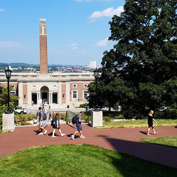 Worcester skyline is seen here from the Holy Cross campus. Photo by Hui Li '21