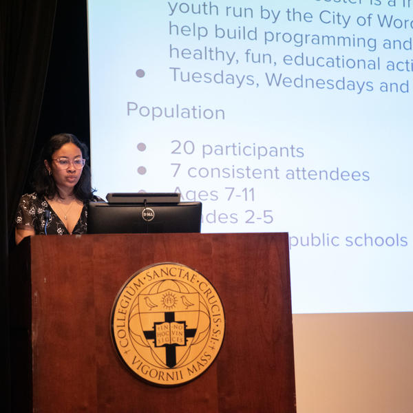 Maia Lee-Chin, the 2020-2021 Fenwick Scholar, presents at Academic Conference.