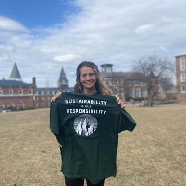 Renée LeBlanc '21, co-chair of EcoAction, on the Hoval last year.