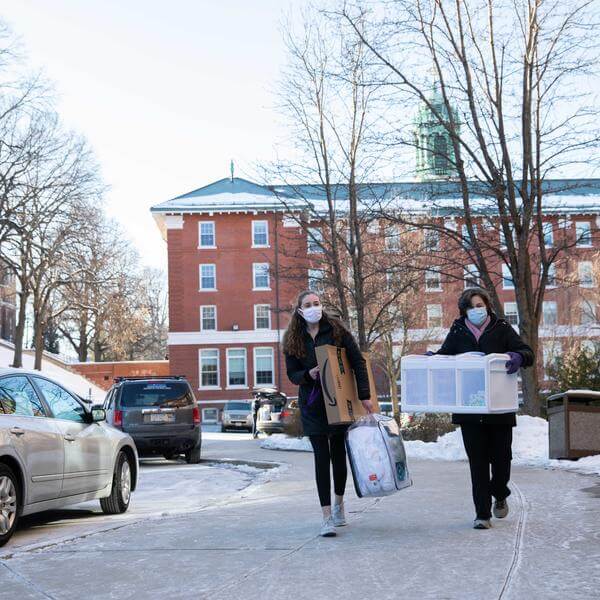 Move-in for the spring semester at Holy Cross. Photos by Avanell Chang.