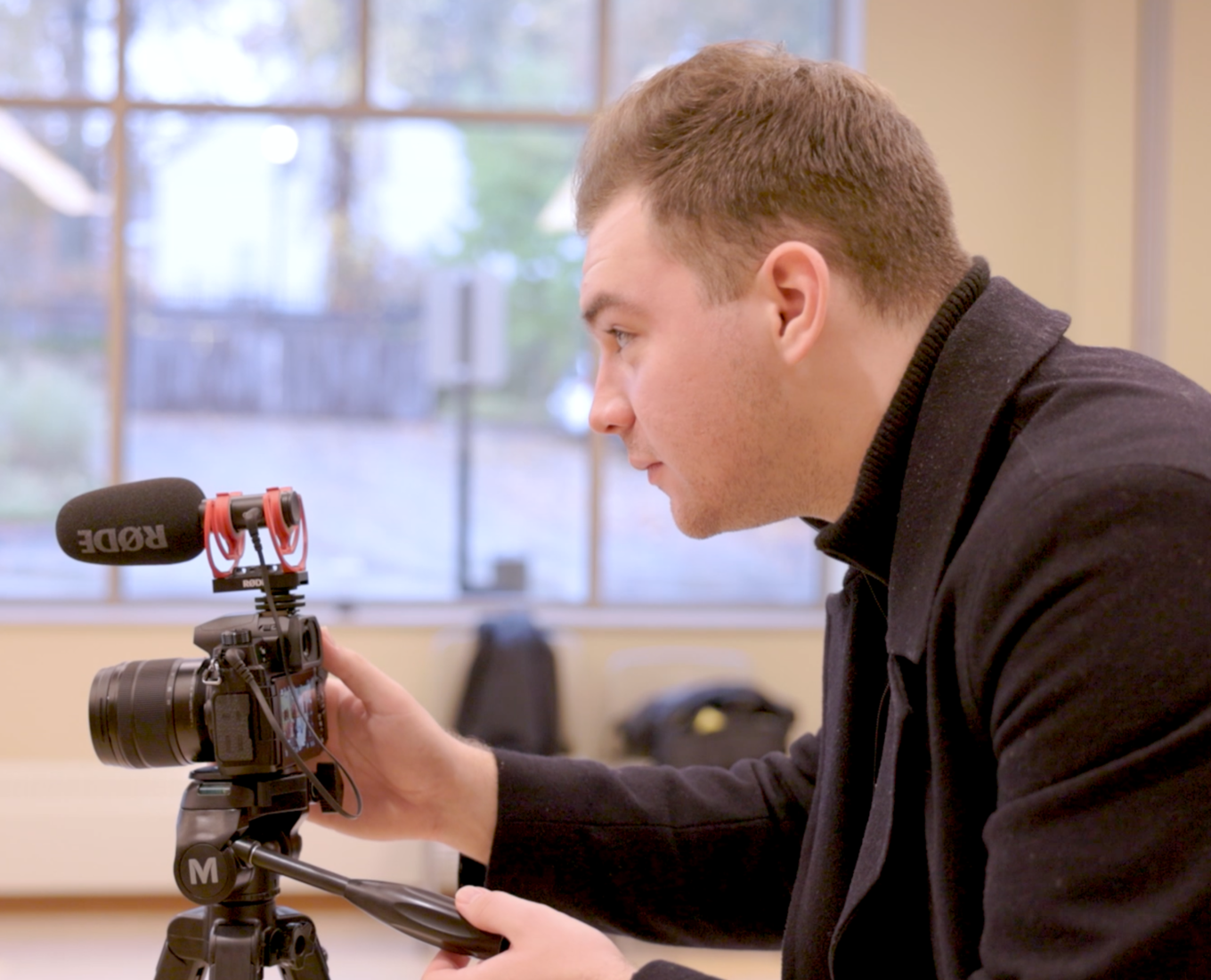 Student directing a documentary