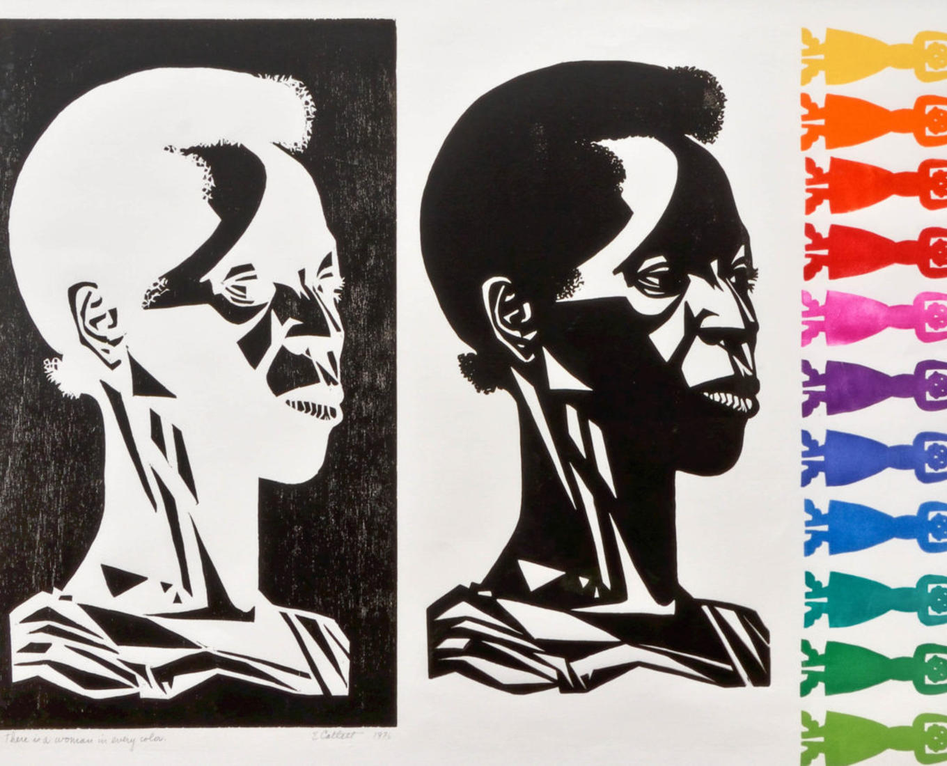"There Is A Woman In Every Color," 1975, Elizabeth Catlett