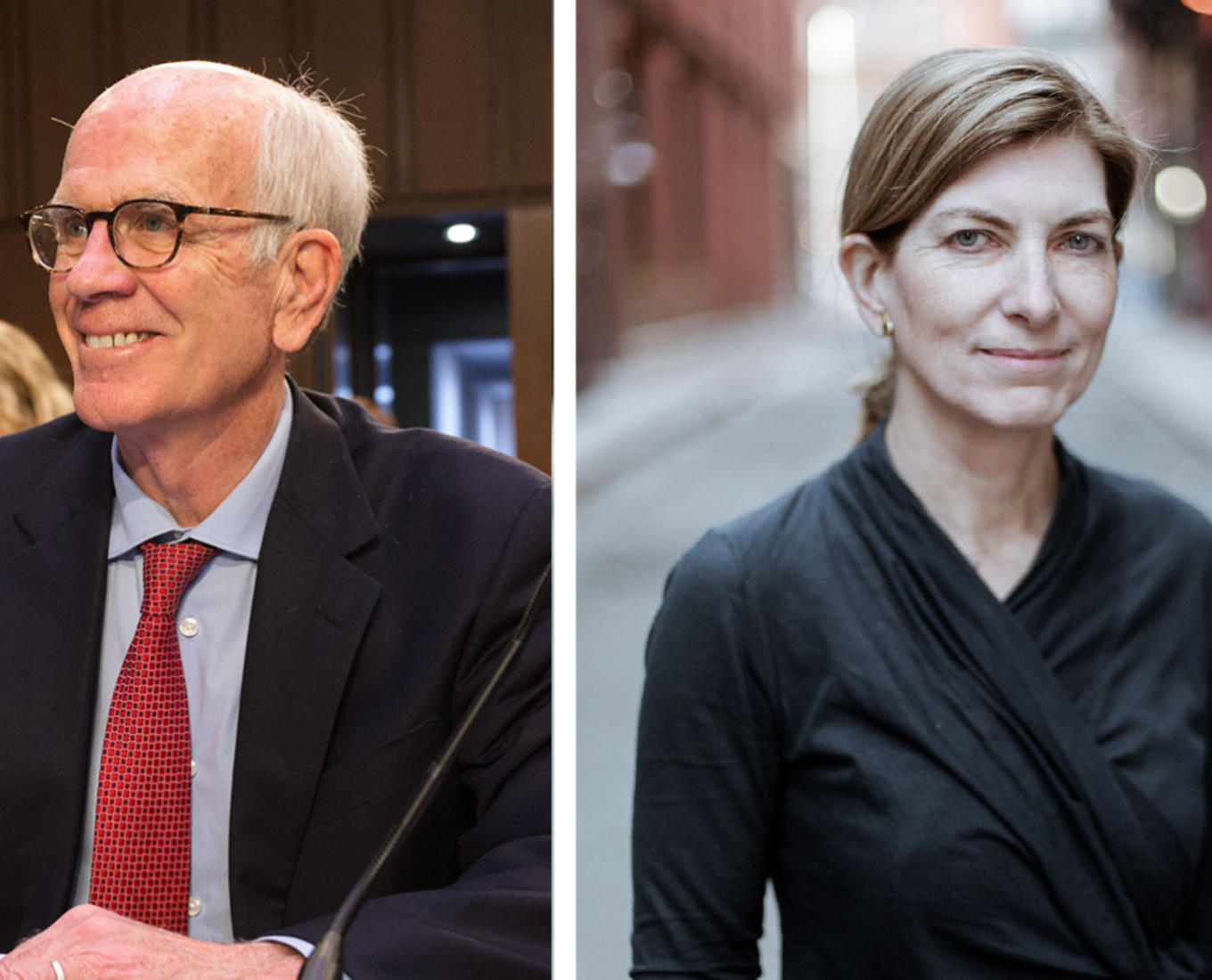 U.S. Senator Peter Welch ’69, left, and housing and community development leader Rosanne Haggerty will be given honorary degrees during the 2023 Holy Cross Commencement ceremony.