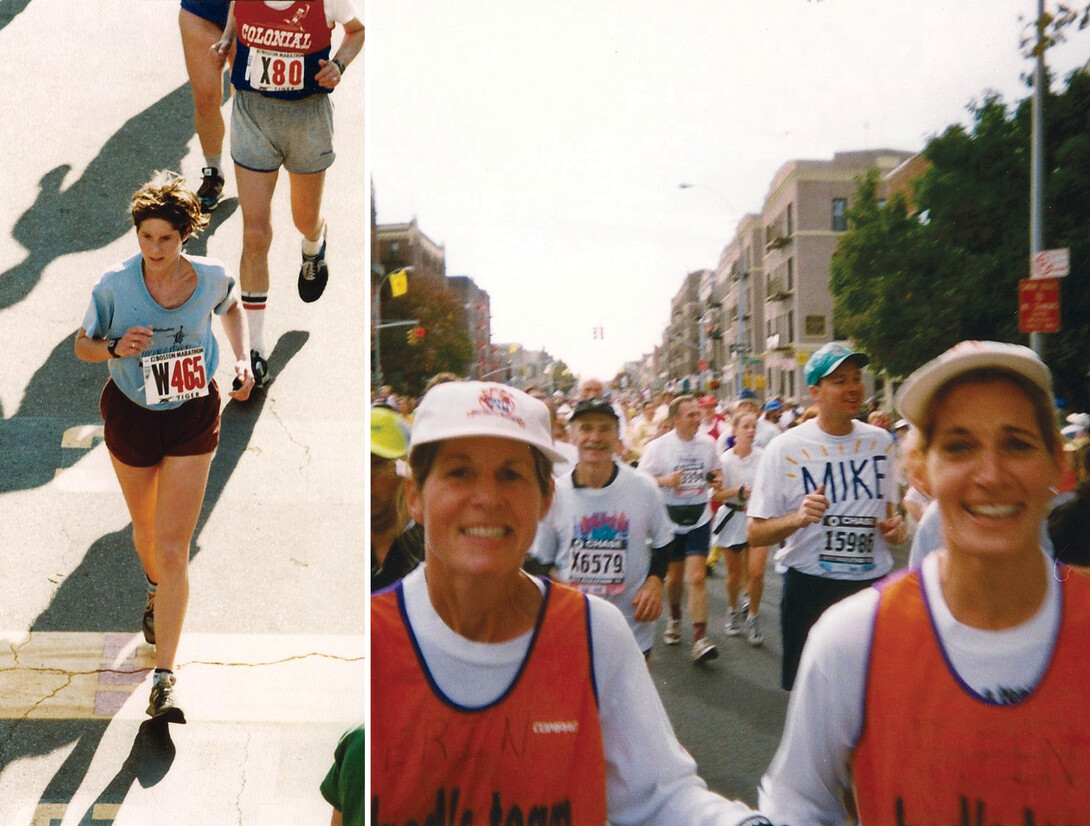 Two images of Cummings running a marathon